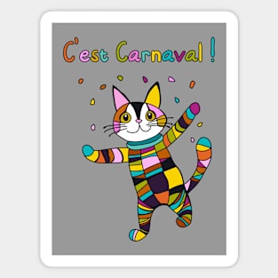 C'est Carnaval! Carnival, Mardi Gras Harlequin Cat Magnet